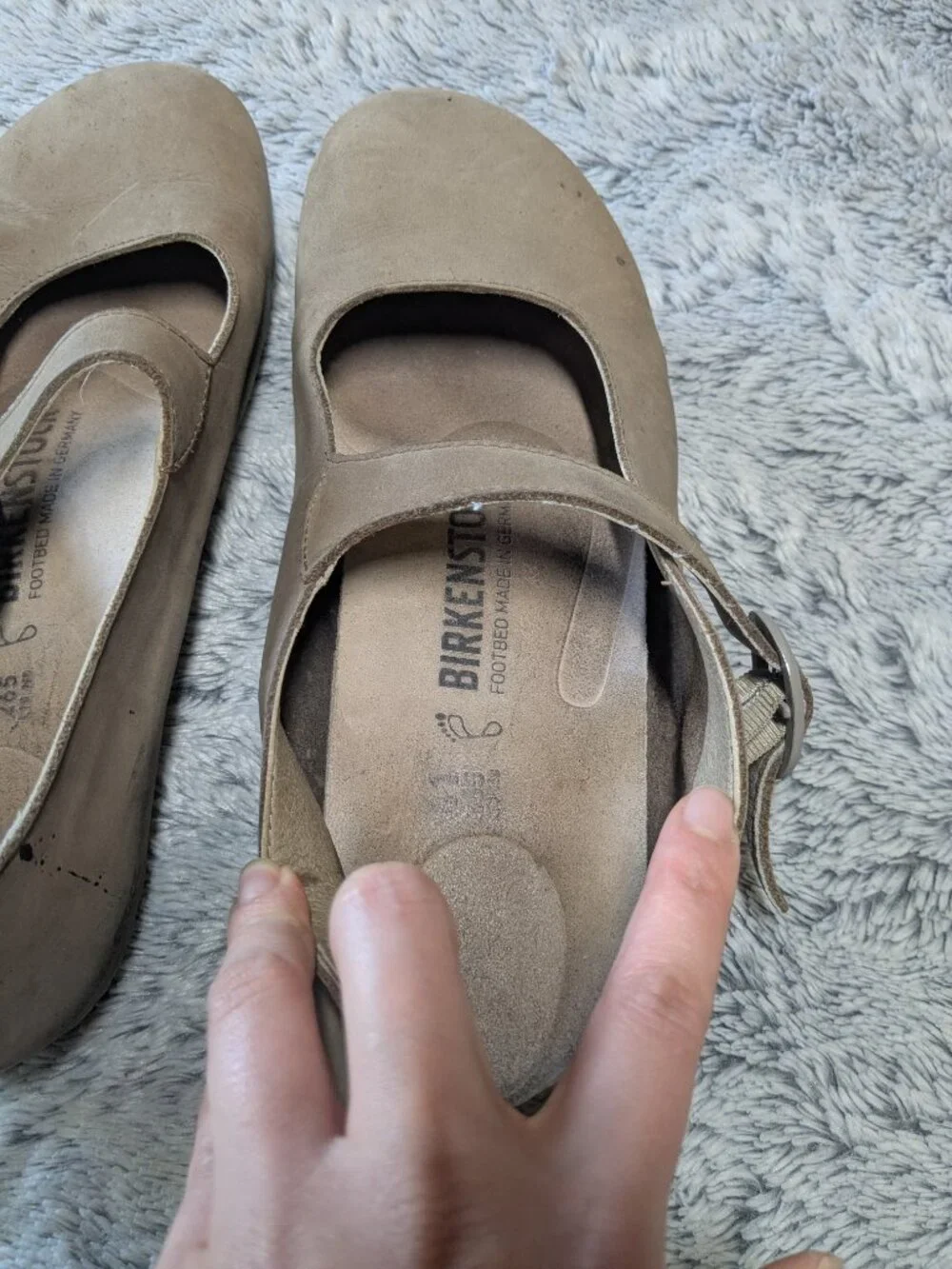 Birkenstock Tracy Mary Jane Tan Flats Sandals Nubuck Slip On Size 41 US 10